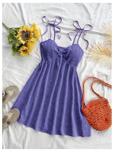 Image of SOLY HUX Women's Summer Cami Sun Dress A Line Tie Shoulder Y2k Cute Casual Short Mini Beach Babydoll Dresses