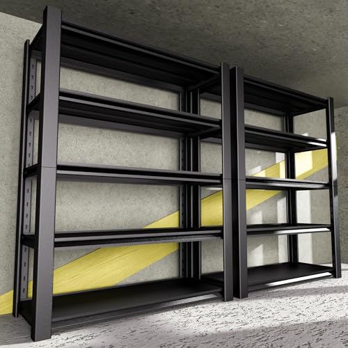 5-Tier Heavy Duty Garage Shelving Unit, 3000 LBS Capacity Metal Storage Rack 72" H x 48" W x 20" D, Adjustable Steel Shelves for Garage, Warehouse, Basement, Pantry, Workshop.2 Pack