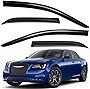 Lightronic WV94432 Tape-on Side Window Visor Deflector Rain Guard, Dark Smoke Shatterproof, 4 PCS Set for 2011-2022 Chrysler 300