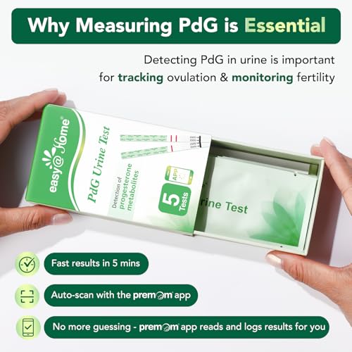 Image of Easy@Home PdG Test Strips: 5 Pack - Track Ovulation Insights with Progesterone Urine Tests - at Home Fertility Test for Women with Premom Ovulation App - PdG (Pregnanediol Glucuronide) Tests