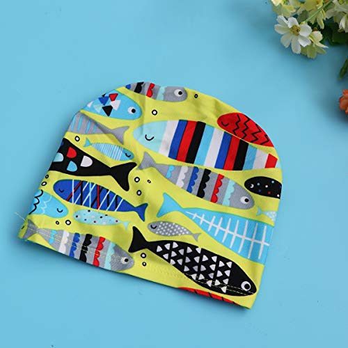 Conjunto de shorts de natação para meninos da Liobo com desenho animado e touca de natação, Amarelo,