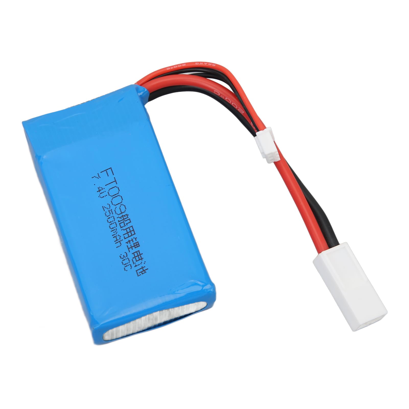 Batería de Litio RC 7,4 V 2500 mAh, batería de Barco de Control Remoto de Alta Capacidad, batería LiPo Ligera y Duradera con protección contra sobrecarga, reemplazo para lancha