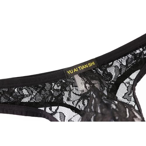 MuscleMate Men's Lace Thong Panties Sheer Mesh Bikini Briefs T-back G-string Underwear.4