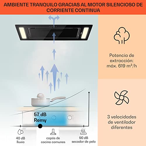 Klarstein-Campana-Extractora-Empotrable-l-Bajo-Consumo-230W-Extraccion-620mh-90-cm-Ancho-l-Campanas-Extractoras-Cocina-con-Extraccion-de-Humos-para-Techo-Extractor-Cocina-Silencioso-Negro