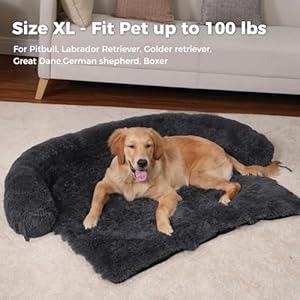   Calming-Dog-Bed-for-Large-Sized-Dog-Dog-Couch-Bed-Cover-Washable-Fluffy-Plush-Dog-Mat-for-Furniture-Protector-for-Dogs-Up-to-100-LbsDark-Grey
