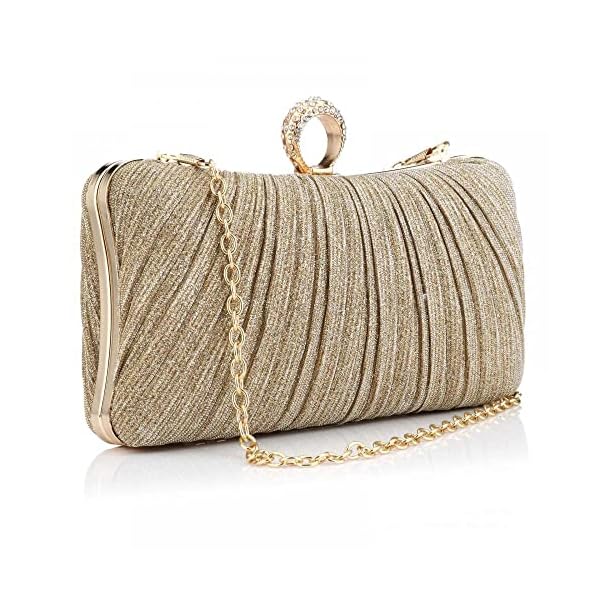 EROUGE Women Evening Clutch Purses Rhinestone Wedding Clutch Evening Handbag for Formal (Gold)