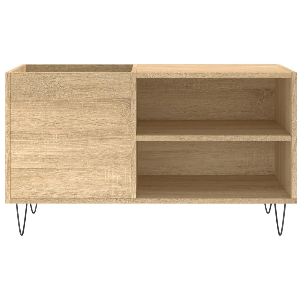 Helloshop26 Armadietto a dischi classico con ampio spazio di archiviazione 85 x 38 x 48 cm in legno di ingegneria rovere Sonoma 02_0049110