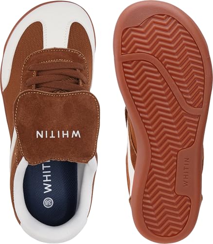 Image of WHITIN Wide Toe Box Barefoot Shoes for Women + Fashion Tennis Sneakers + Trendy Fold-Over Tongue