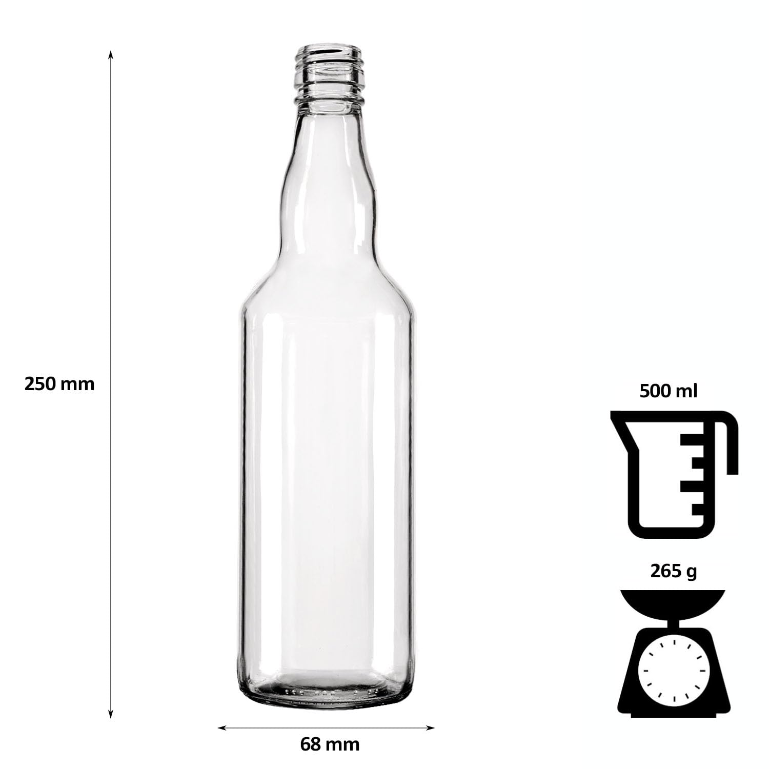 Botellas de cristal Monopoly de 500 ml, 100 unidades, botellas vacías con corcho, elegantes y de alta calidad para llenar licor, vino y jarabe