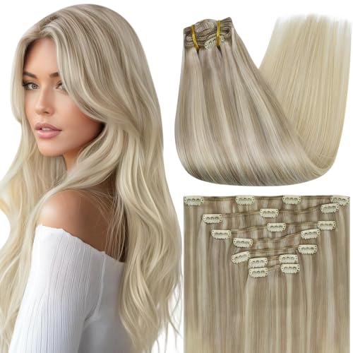 Full Shine Blonde Clip in Extensions Real Human Hair Remy