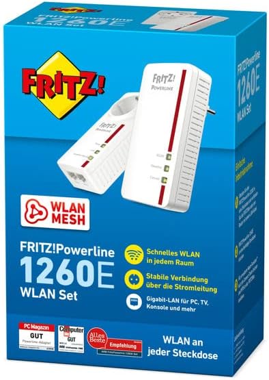 INTD AVM FRITZ! Powerline 1260E WLAN Set 1200Mbit/s Eingebauter Ethernet-Anschluss WLAN Weiß