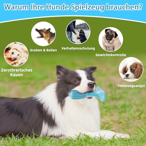 HETOO Hundespielzeug, Kauspielzeug für Hund Welpen, Zähne Reinigung Hunde Spielzeug Für Mittelgroße Hunde, Zähne Schleifstange Gummi Dog Toys (Blau)