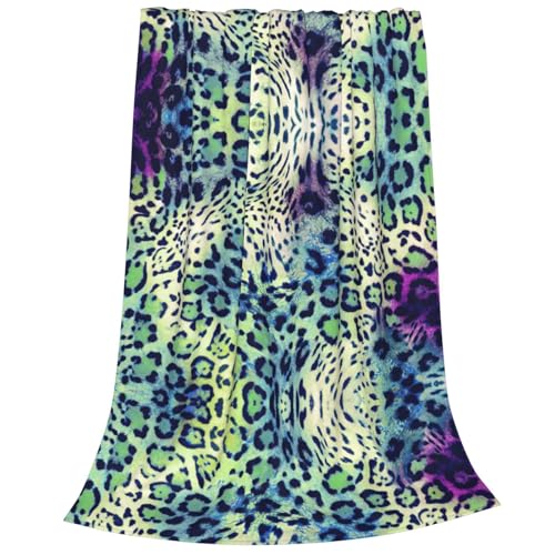 Couverture polaire léopard vert ultra douce pour lit et canapé