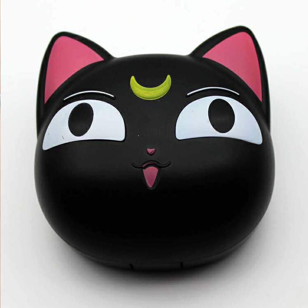 VIUJUHVIVIGO Cute Cat Shaped Contact Lens Case Mini Travel Simple Contact Lens Box Container Care Kit Mirror +Bottle + Tweezers Container Holder (Black)