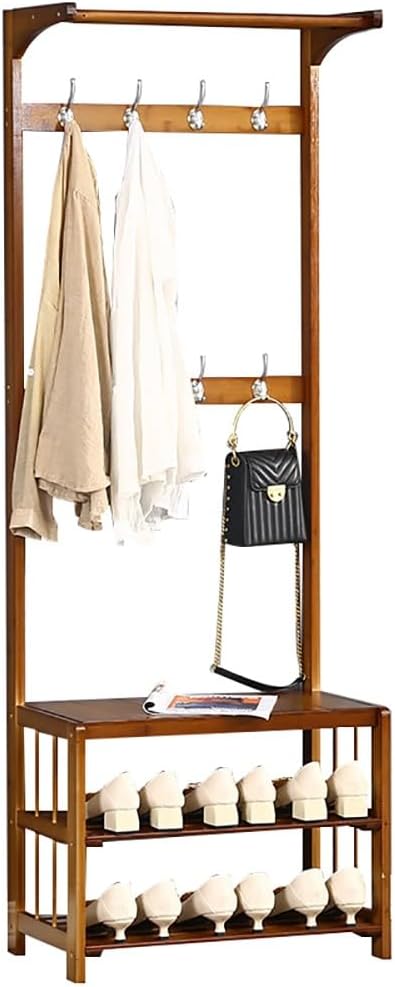 Free Standing Hall Tree with Removable Double Row Hooks, Stylish Hat and Coat Stand for Hallway & Living Room