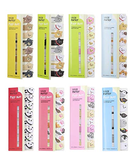 Fascola Adhesivo Animales Divertidos Bookmark Marker Memo Banderas índice Tab Sticky Notes Pack De 8