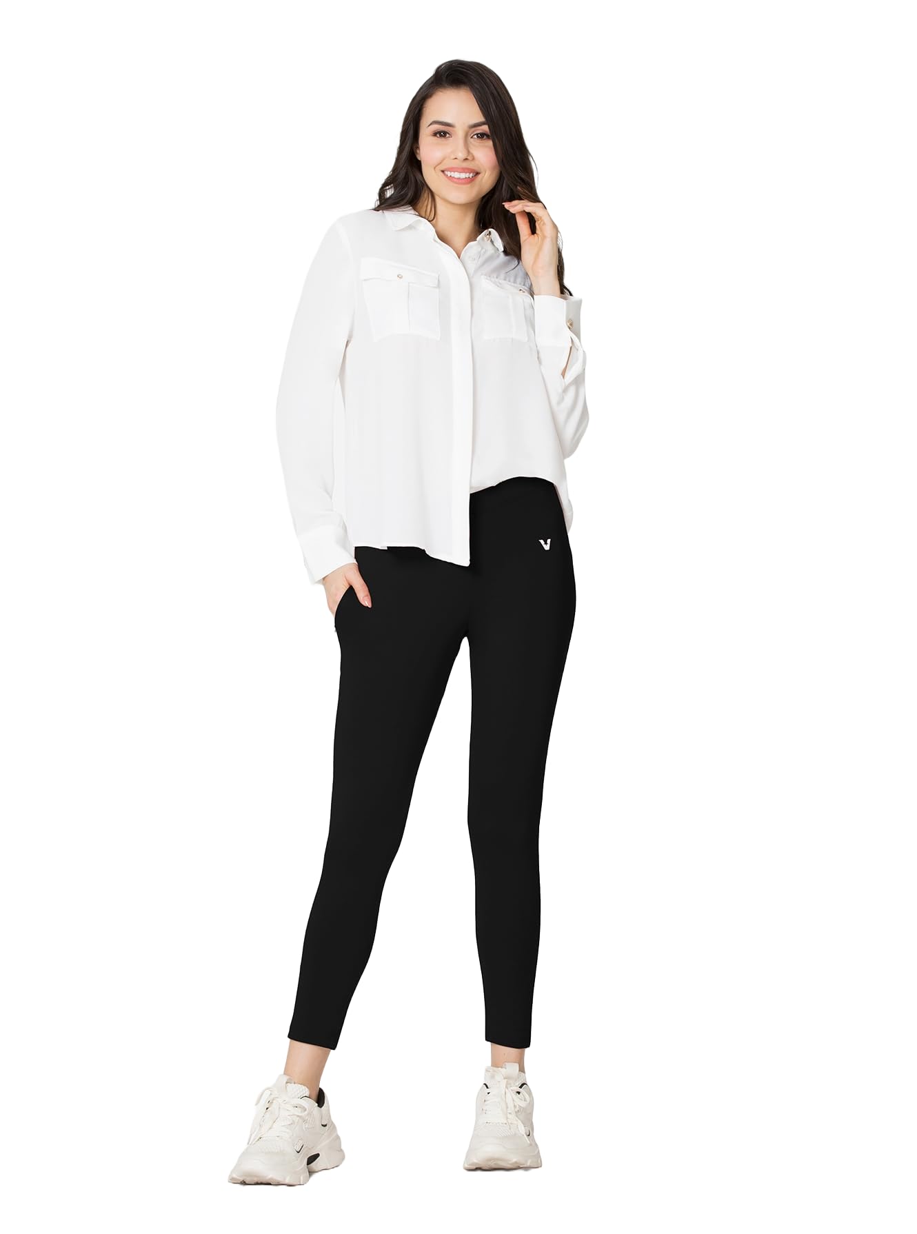 vstar PL02 Women Ankle Length Stretchable Slim Fit Leggings with Secured Side Pocket | Moisture-Wicking | Soft Waistband & Cotton-Elastane Fabric-picture-10