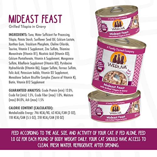 Weruva Classic Cat Food, Mideast Feast With Grilled Tilapia In Gravy, 5.5Oz Can (Pack Of 24) #TOP3