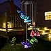 AVEKI Solar Wind Chimes Outdoor, Color-Changing Solar Mobile Wind Chime Waterproof Solar Powered LED Hanging Lamp for Outdoor Garden Festival Decoration (Butterfly)