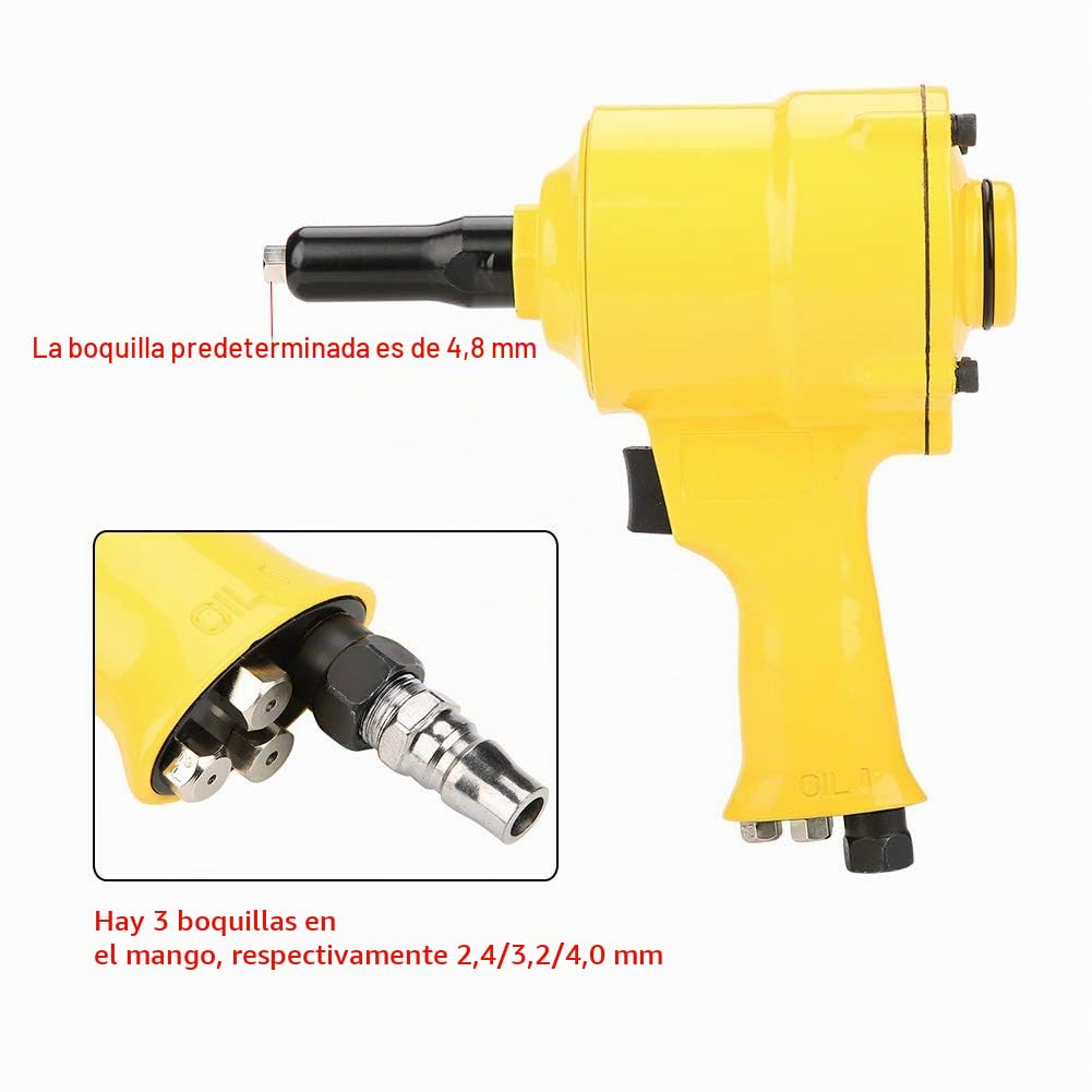 Pistola Remachadora Neumática, KP-705P Pistola Remachadora Ciega Neumática Pistola Remachadora con Empuñadura Herramienta Neumática de Remachado Para Trabajo de Metales y Aplicaciones
