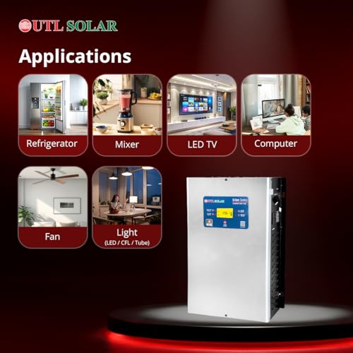 Image of UTL Gamma Plus Li-on 1200 MPPT Solar Inverter | Pure Sine Wave | Inbuilt Lithium Battery | 2X Fast Charging | LCD Multi-Color Display | Wall Mountable | for Home, Office & Shops | 5-Year Warranty