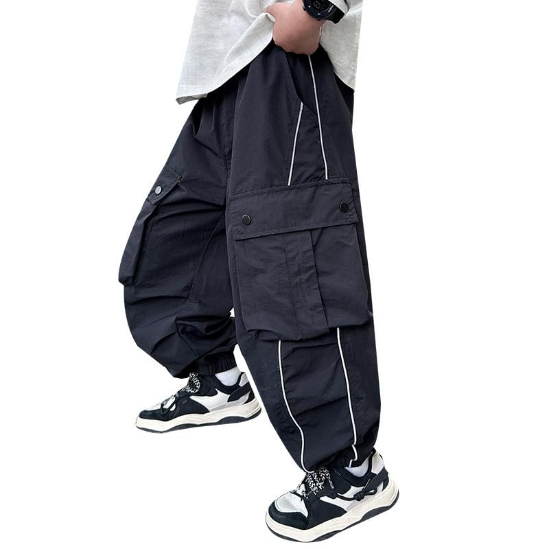 Trendy Boys Cargo Pants Casual Drawstring Baggy Harem Trousers with Pockets for Everyday Wear and Active Play2
