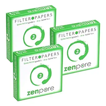 zenpore 9 cm Lab Filter Paper, Standard Qualitative Grade 2 - ZENPORE Slow Flow 90 mm (Set of 3 x 100 Discs)