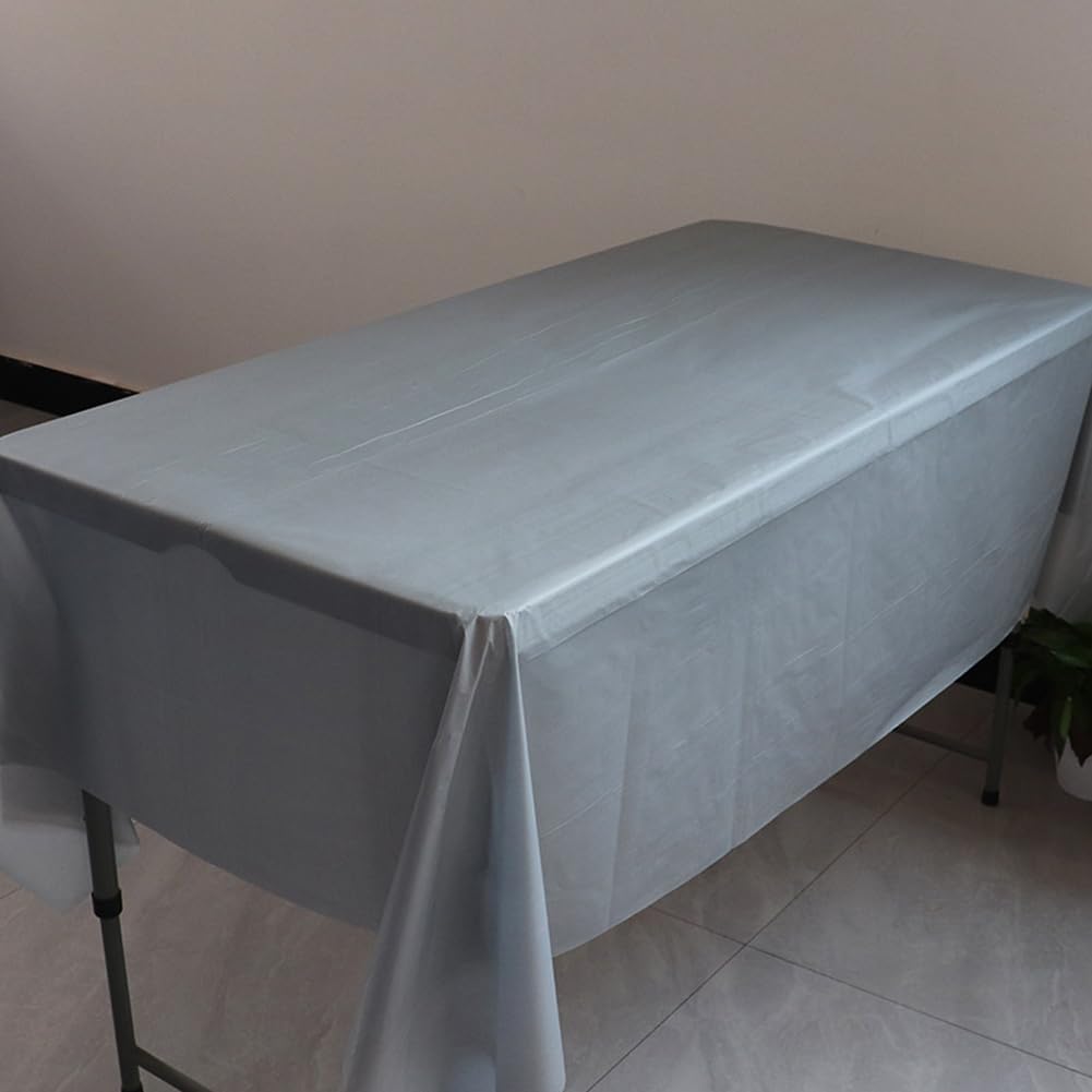 2 Pack Grey Plastic Tablecloths Disposable Table Covers Table Cloths BBQ Picnic Birthday Christmas Parties Covers Waterproof Oil-Proof Table Cloth Thin Party Gray Table Cloths 54 x 108 in