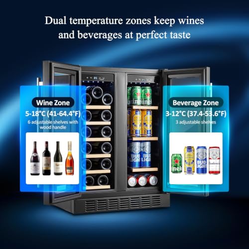 Image of BODEGA 24 Inch Wine and Beverage Refrigerator, Dual Zone Beveage Fridge