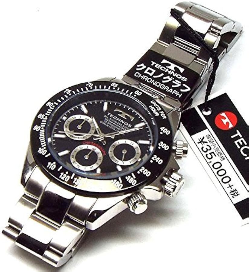 Amazon.co.jp: TECHNOS テクノス メンズ腕時計 クロノグラフ ブラック