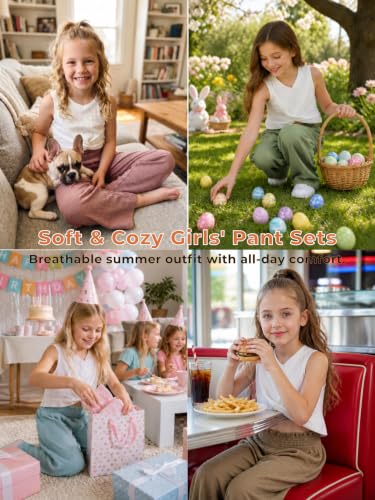 Image of Girls' Clothing Sets Sleeveless Bow Crop Top Wide Leg Linen Pants 2026 Summer Outfits Cute Kids Clothes