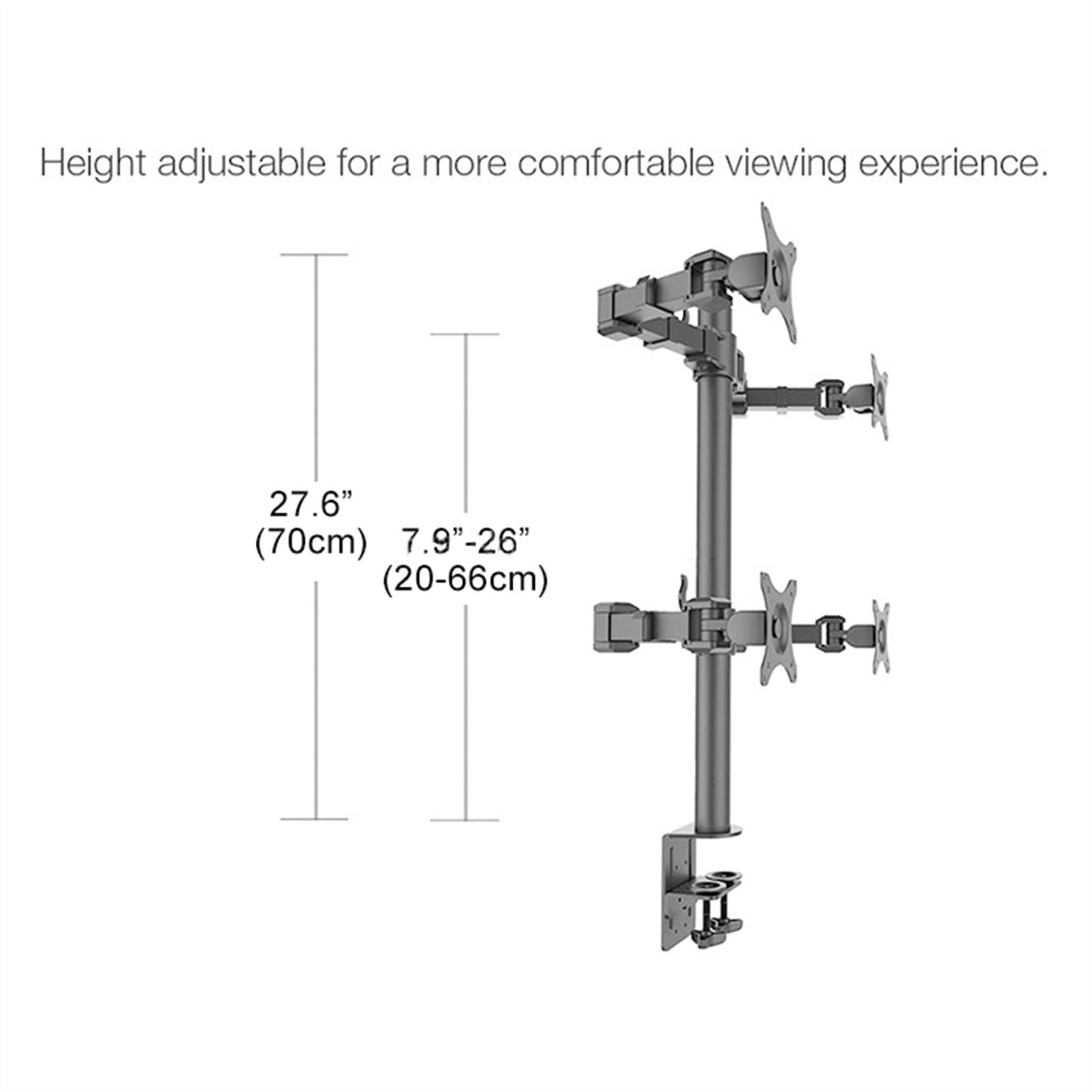 Support Ecran PC Support for moniteur LCD quadruple, support for 4 moniteurs for moniteur robuste jusqu'à 30 pouces, support de bureau entièrement réglable pouvant contenir jusqu'à 22 lb par bras, noi