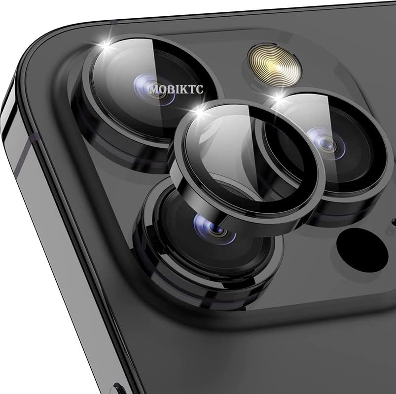 Image of [Upgraded Camera Lens Protector For iPhone 14 Pro Max /For iPhone 14 Pro, [Keep Original Camera] Metal Individual Tempered Glass Camera Screen Protector Lens Cover Accessories, 1 Set (Black)