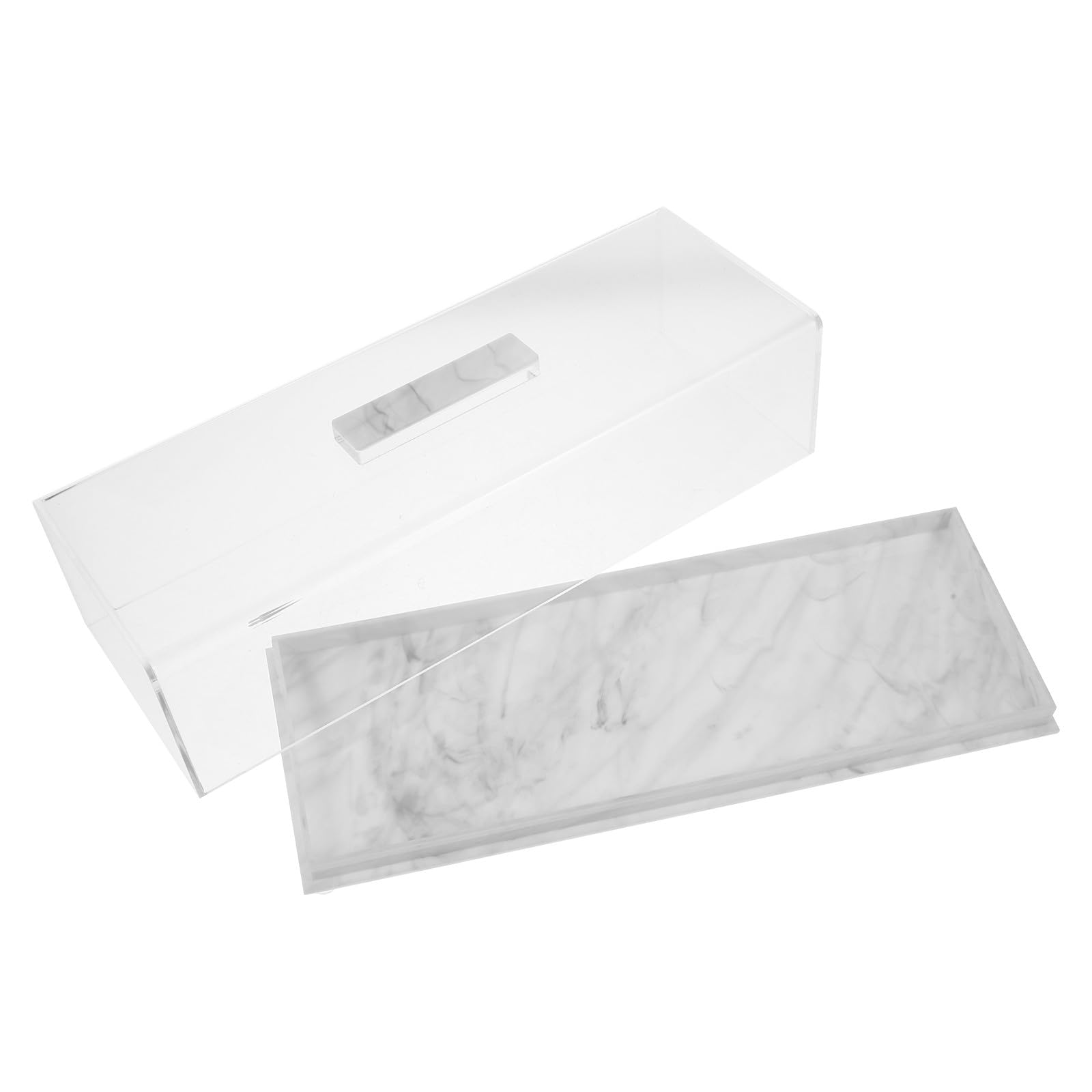 Cabilock Plateau à Dessert Rectangulaire en Acrylique Blanc avec Cloche à Fromage Multifonctionnelle et Design Gain de Place Cuisine et Maison Élégante