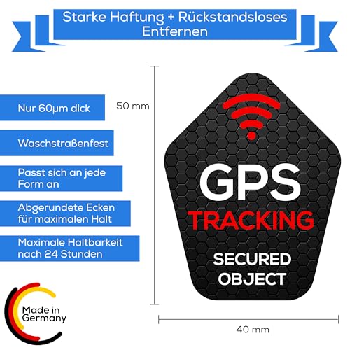 TinyTag® 2X Hinweis-Aufkleber für GPS Tracker - Wetterfester Warn-Sticker als Diebstahlschutz für Dein Fahrrad, eBike, Auto, Motorrad & Koffer - Bombenfest & langlebig | Fahrrad Aufkleber (2er Pack)