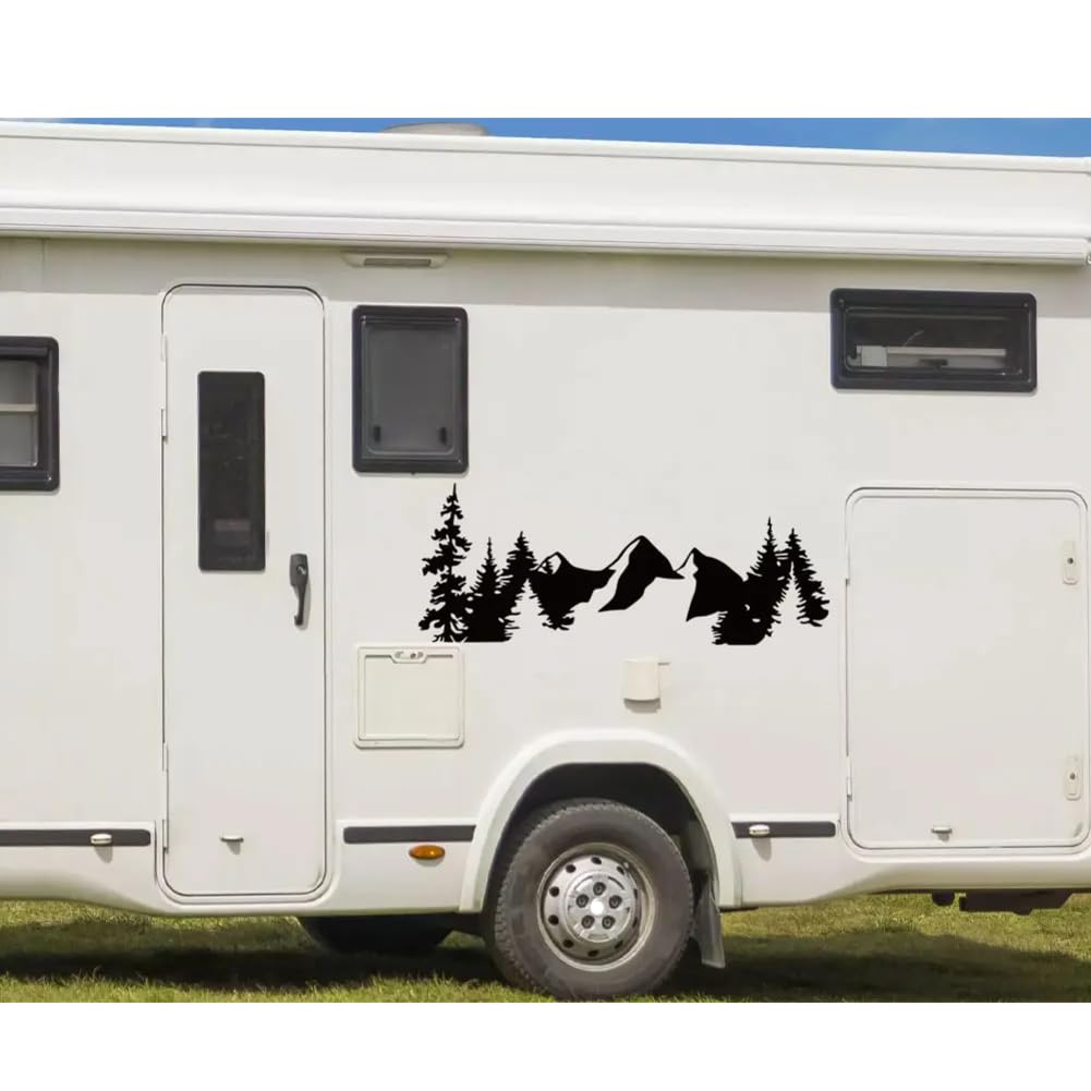 Adesivi per auto con grafica Forest Mountain, per camper Van per cavalli Caravan RV Camper Van Body Decor Decalcomanie in vinile Accessori