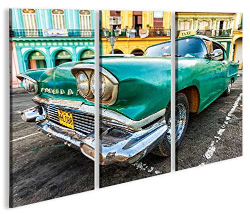 islandburner Bild Bilder auf Leinwand Taxi Cuba Havanna Kuba 3p XXL Poster Leinwandbild Wandbild Dekoartikel Wohnzimmer Marke