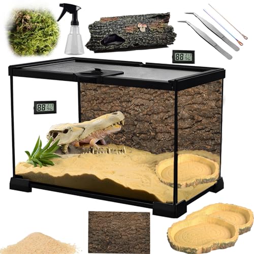 Terrarium Tank Aquarium Reptile turtule Spider Snake 30 Gallon 8 * 8 * 8 inch Front Opening Gecko Lizard Top Screen Ventilation Escape Proof Lid