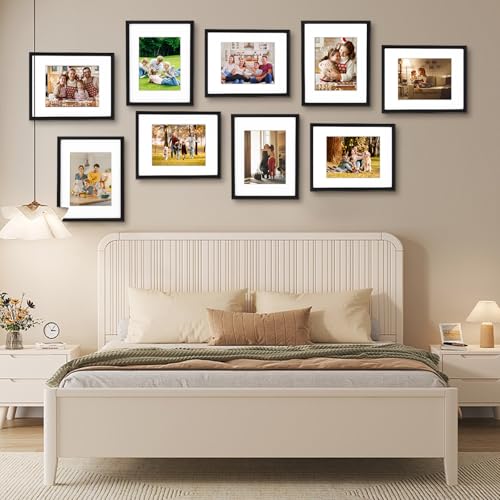 wyewye Bilderrahmen A3, MDF Holz Bilderrahmen Din A3 schwarz, 29,7x42 cm, Rahmen A3 mit Acrylglas - zum vertikalen oder horizontalen Aufhängen, für Fotos, Poster, Puzzles