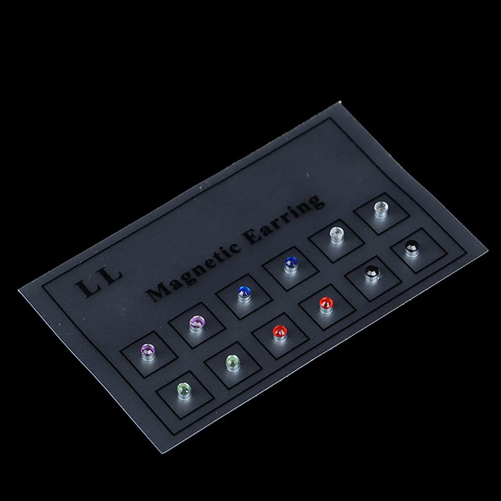 Generic 12 pendientes magnéticos de cristal y estrás, no perforados, joyería para cartílago, labio, labio, nariz, falsos pendientes de trampa