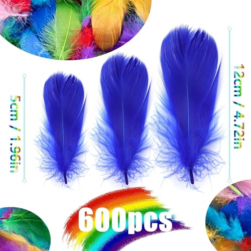 Mbsomnus 600 Pcs Feathers for Crafting Royal Blue Feathers Natural Craft Feathers 5-12 cm Feathers for DIY Crafts Dream Catcher Earrings Headdress Feather Flowers Wedding Party Holiday Decoration - Image 3