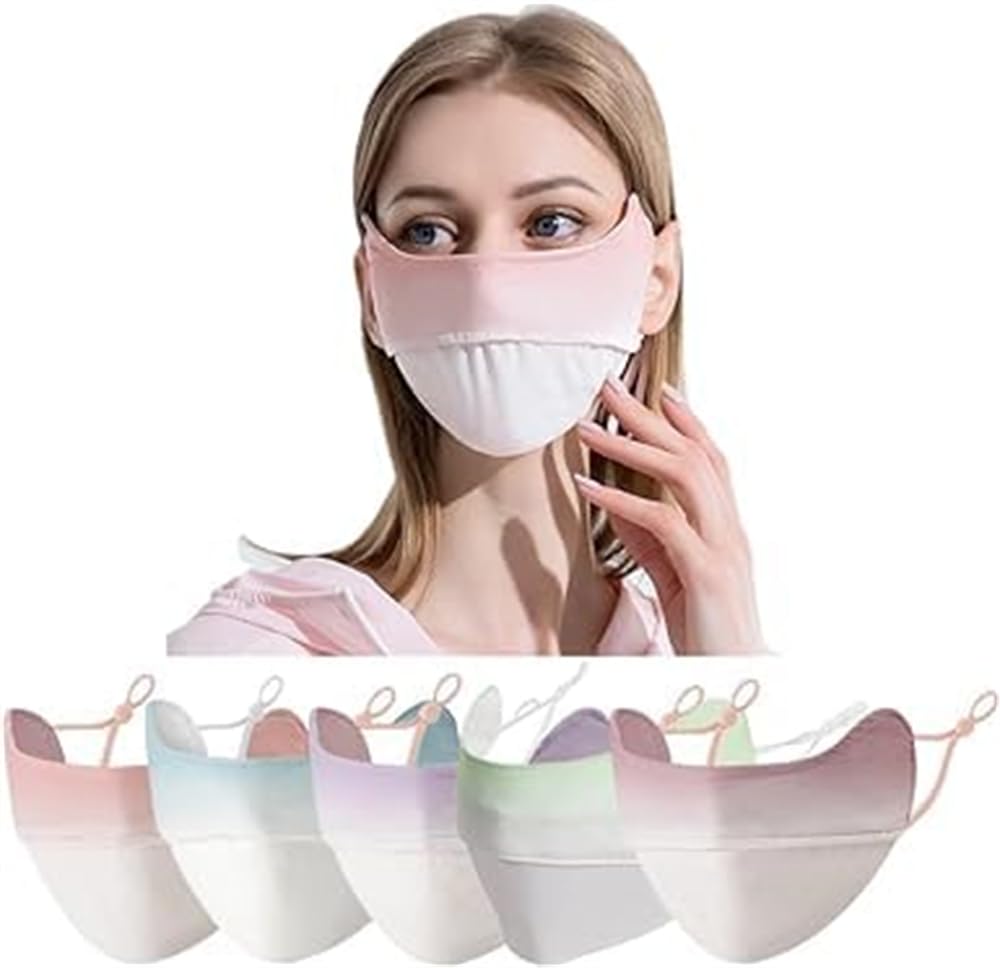 UV Face Mask, UPF 50+ Anti-UV Women Mask, Washable Reusable Exercise Breathable Sun Protection Golf Sports Face Mask for Women, for Motorcycle, Running, Riding, Climing, Fitness Exercise (5 Pcs)