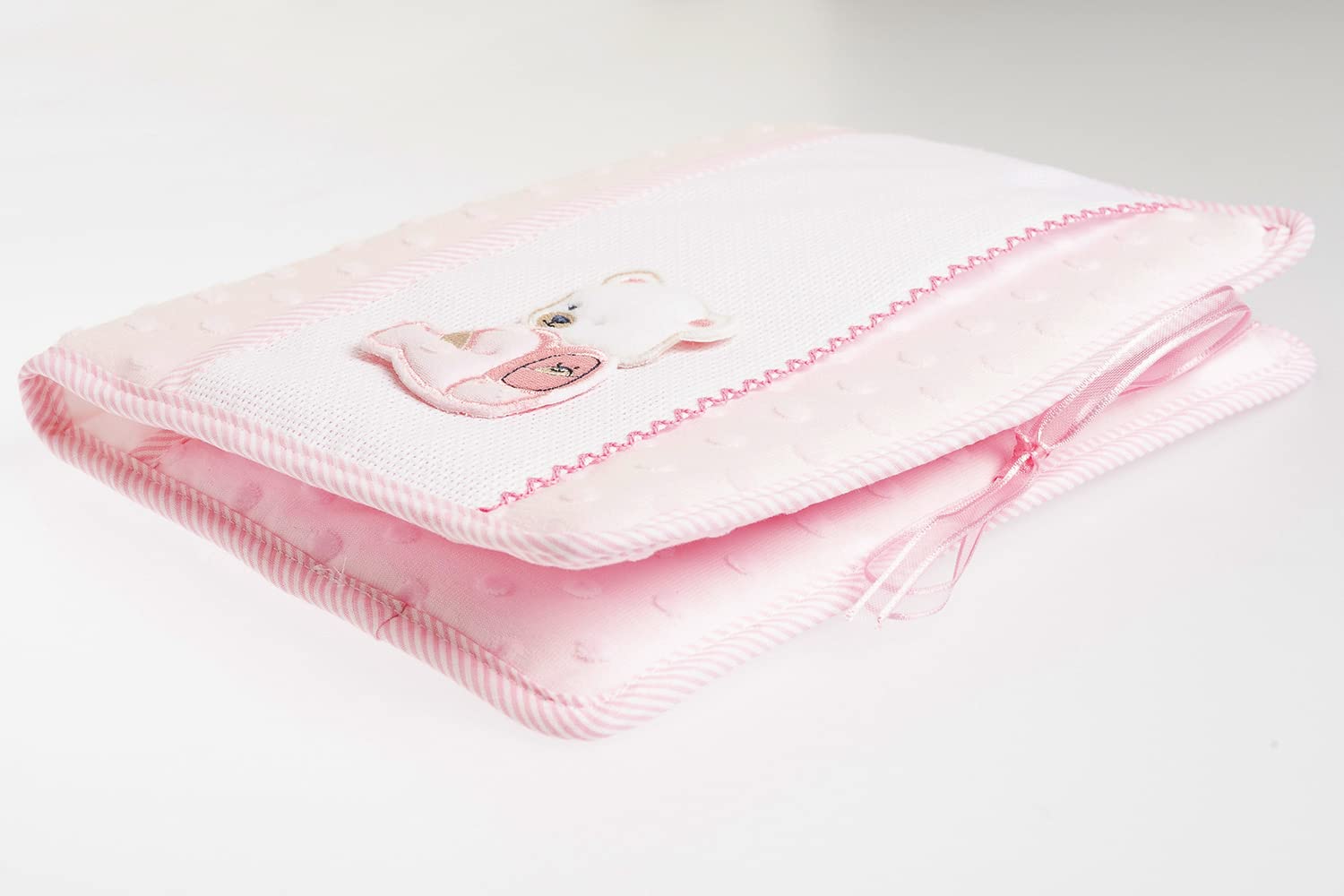 Filet - Pochette à langer pour ranger les couches et lingettes à broder, en tissu doux, idée cadeau pour les futurs parents, fabriqué en Italie, couleur rose