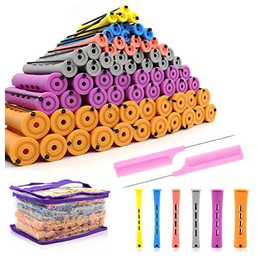 120Pcs Hair Perm Rods Set, 6 Sizes Plastic Hair Cold Wave Rods, Heatless Perming Rods Hair Curlers Rollers with Pintail Comb for Long Short Straight Curly Natural Hair DIY Hairdressing Styling Tools