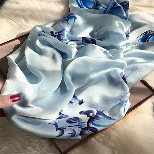 Image of Floral Printed Silk stole | silk Scarf for Women | stylish silk stole for women | Soft Lightweight Stole, Shawl & Neck Wrap | Scarf for Wedding, Party, Travel & Casual Wear