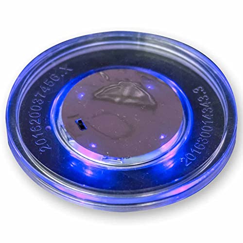 Carromco Palet LED de hockey sur air | Épaisseur : 6 mm | Éclairage LED pour le plaisir de hockey sur air | 1 pièce | Bleu transparent ou rouge | 11,5 g