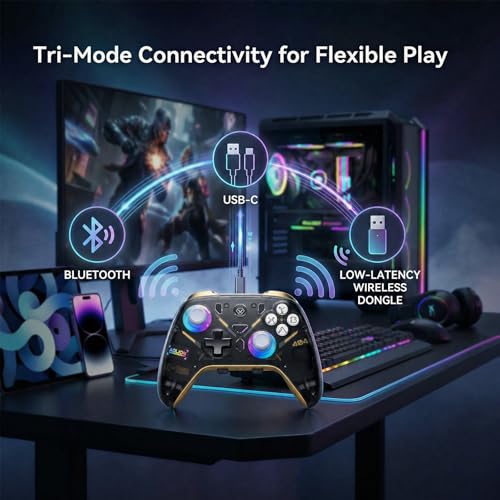 Image of Aolion gaming K20 Wireless Controller for Switch 2 /Switch /PC with Dock | Hall Effect Joysticks, 3-Stage Hall Triggers, 1000Hz Polling, Swappable D-Pad, Programmable Back Buttons