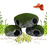 Uoqpty Cueva para Acuario,Roca De Refugio Realista Con Diseño De Musgo | Cueva Para Peces De Acuario | Para Camarones, Reptiles, Serpientes, Terrarios, Acuarios De Agua Dulce Y Acuarios De Agua Salada