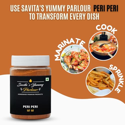 Image of Savita's Yummy Parlour Peri Peri Masala - 100g | Homemade Premium Spice Blend | Tangy & Spicy Seasoning for Fries, Popcorn, Pasta, Snacks & More