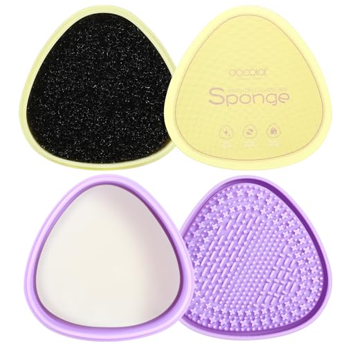 Docolor Makeup Brushes Cleaner Set Solid Soap Cleanser with Color Removal Sponge, Brush Cleaning Mat Brushes Shampoo for Cleaning Makeup Sponges, Brushes & Applicators, 2 oz. Vegan (coconut oil)